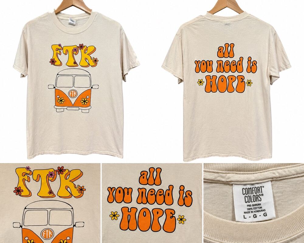 FTK Retro VW Bus Graphic Tee All You Need Is Hope Double Sided Unisex L